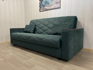 Диван Престиж-15 НПБ+МДФ, велюр Sensey bottle green в Троицке - troick.magazin-mebel74.ru | фото