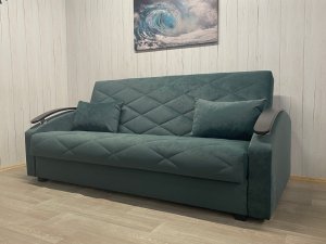 Диван Престиж-16 НПБ+МДФ, велюр Sensey bottle green в Троицке - troick.magazin-mebel74.ru | фото