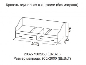 Кровать одинарная с ящиками (Без матраца 0,9*2,0) в Троицке - troick.magazin-mebel74.ru | фото