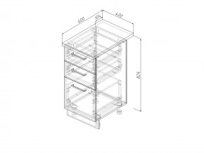 Н3Я 40 Модуль нижний Без Столешницы 3 ящика МН3Я 40 в Троицке - troick.magazin-mebel74.ru | фото