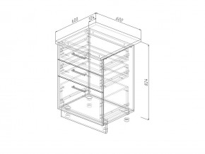 Н3Я 60 Модуль нижний Без Столешницы 3 ящика МН3Я 60 в Троицке - troick.magazin-mebel74.ru | фото